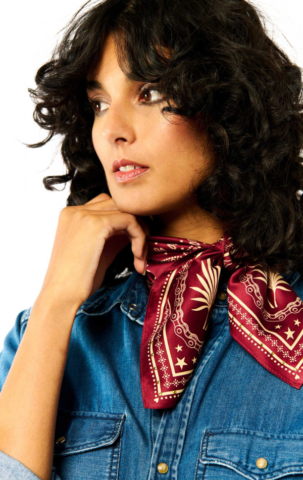 Mini Foulard Bandana Bordeaux