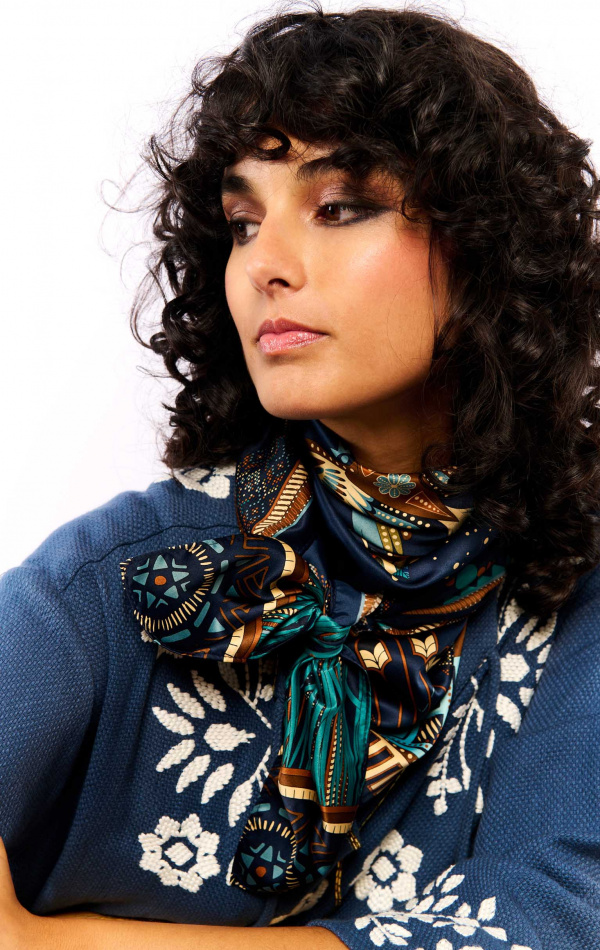 Foulard Medium Nouveau Western Bleu