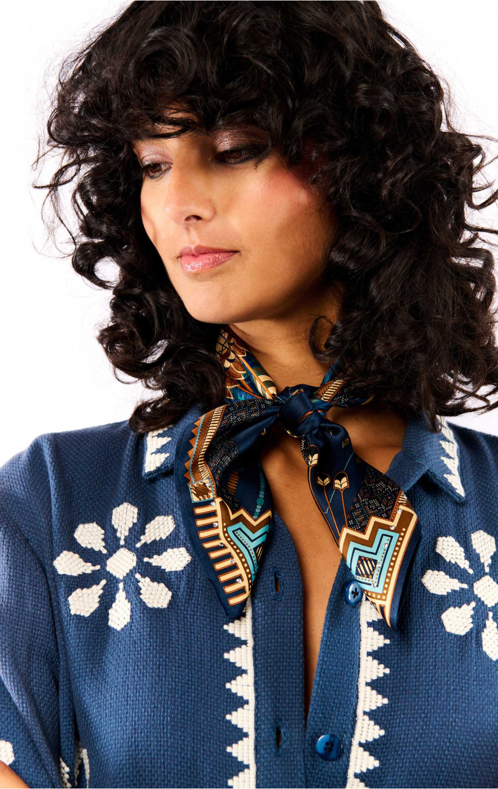 Mini Foulard Nouveau Western Bleu