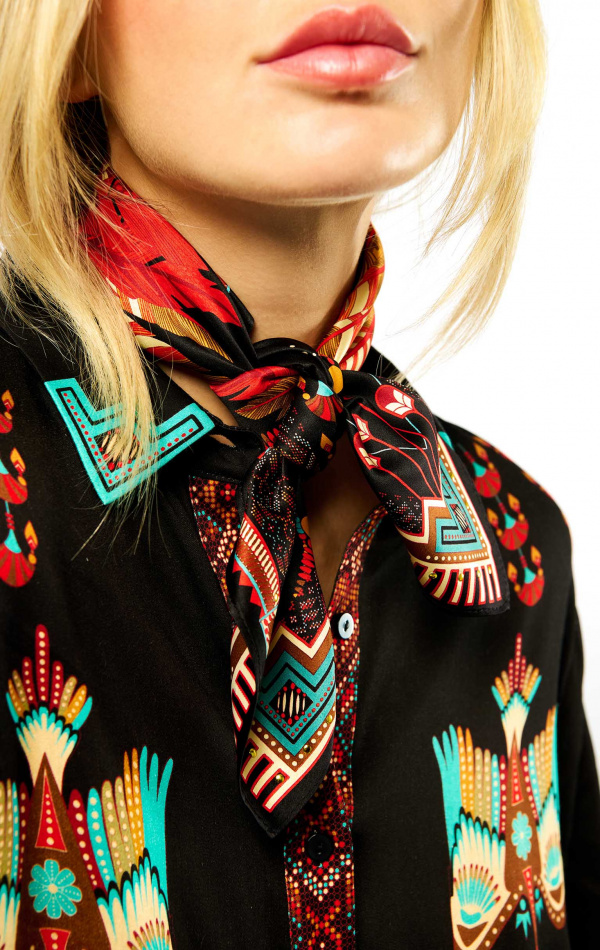 Mini Foulard Nouveau Western Noir