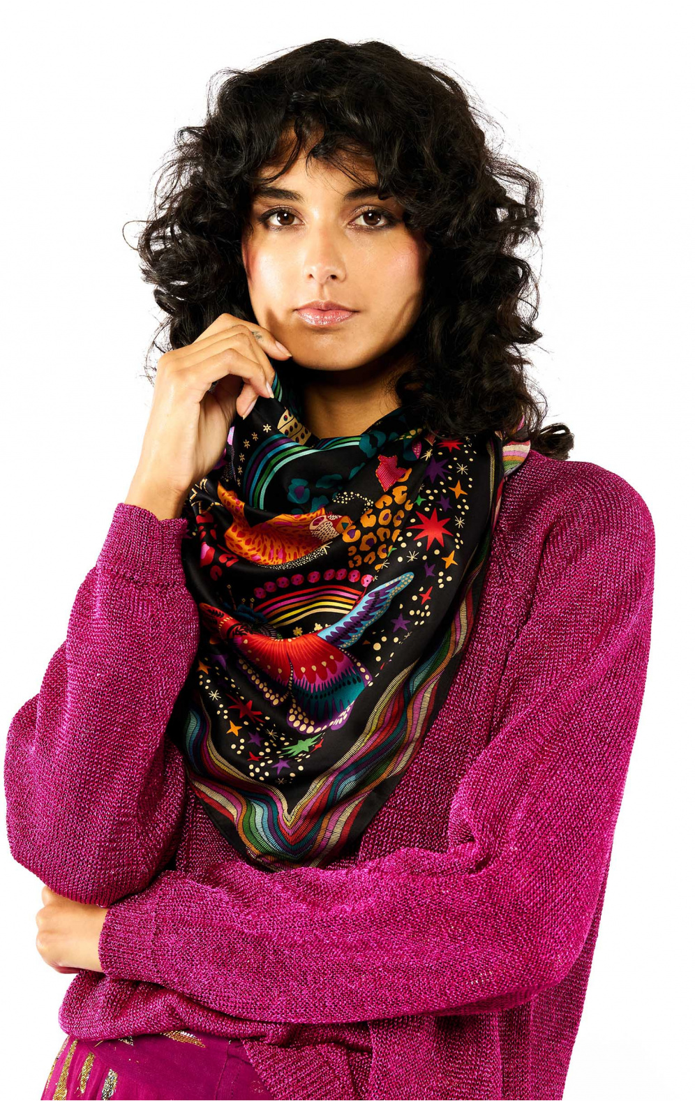 Foulard Medium Crazy World Noir
