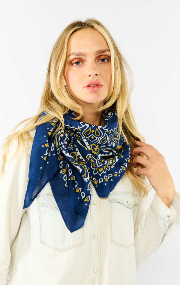 Foulard Medium Paisley Bleu