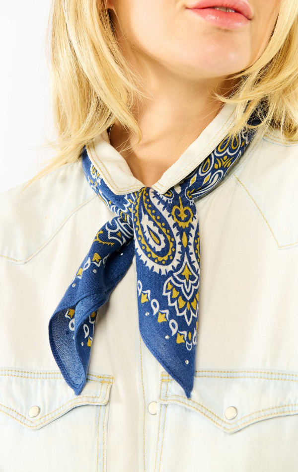 Mini Foulard Paisley Bleu