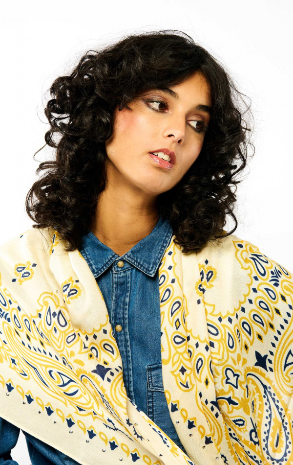 Foulard Medium Paisley Blanc
