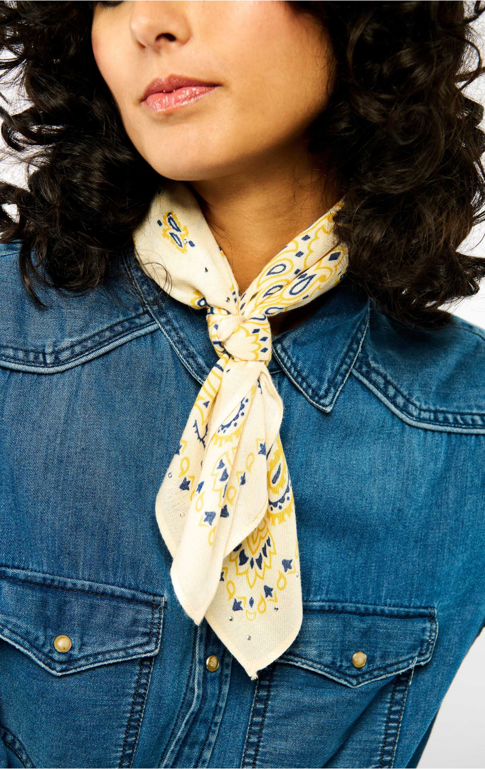 Mini Foulard Paisley Blanc