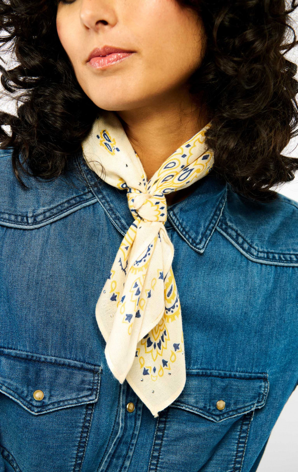 Mini Foulard Paisley Blanc