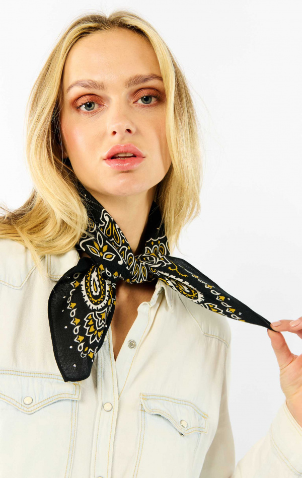 Mini Foulard Paisley Noir