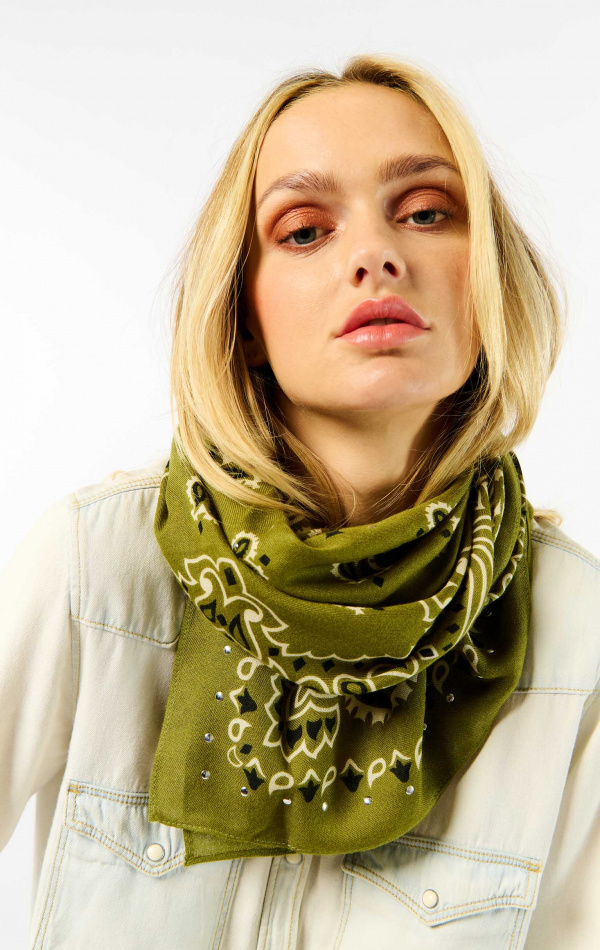 Foulard Medium Paisley Kaki