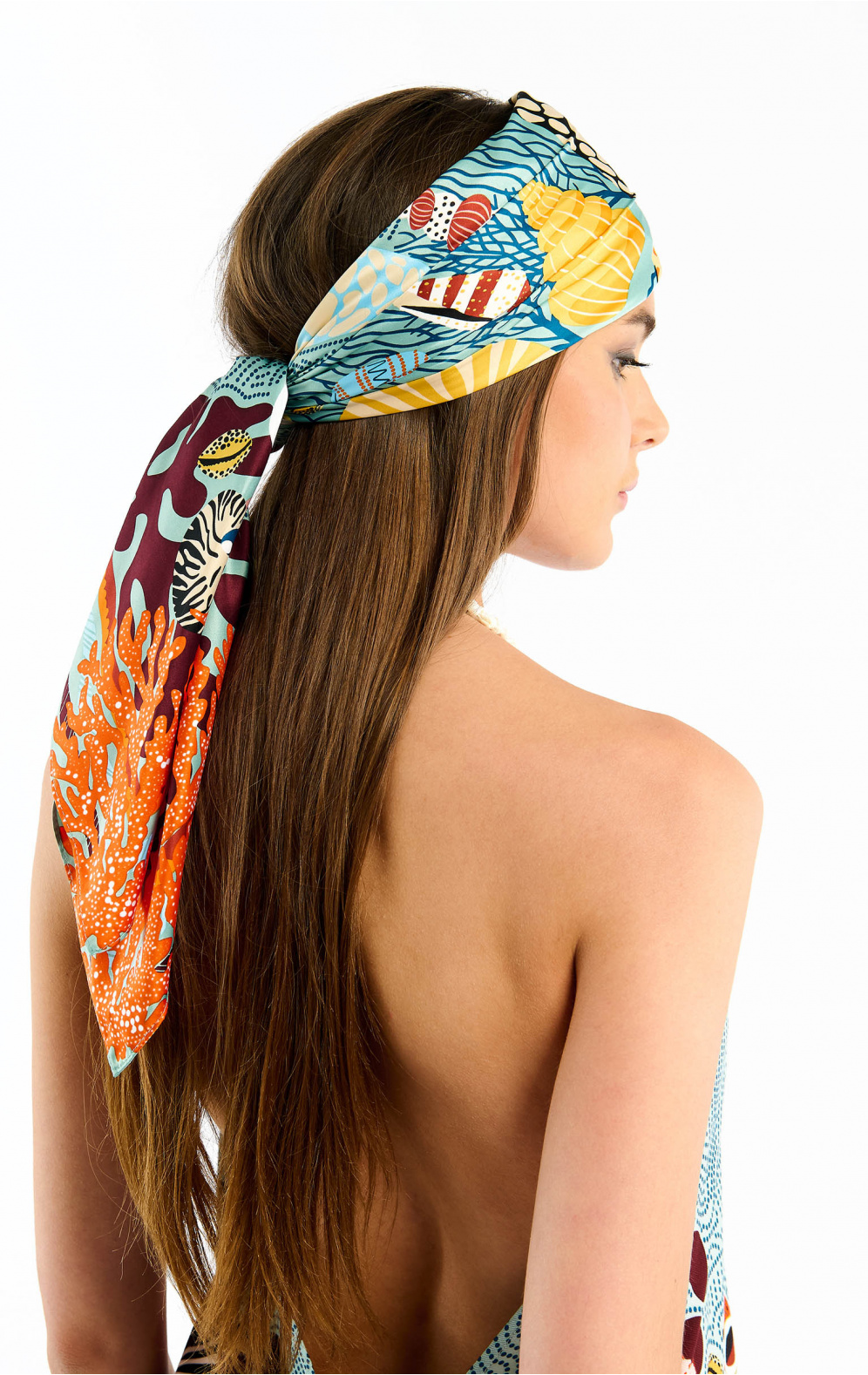 Foulard Medium Coral Bleu