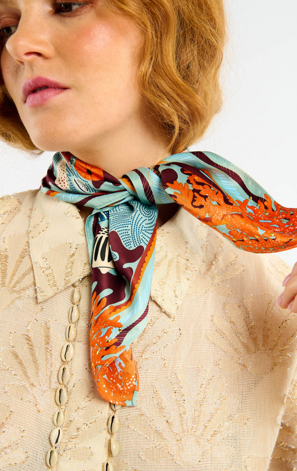 Mini Foulard Coral Bleu