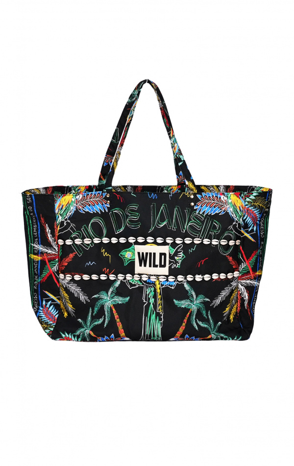 Sac cabas Raphia Noir