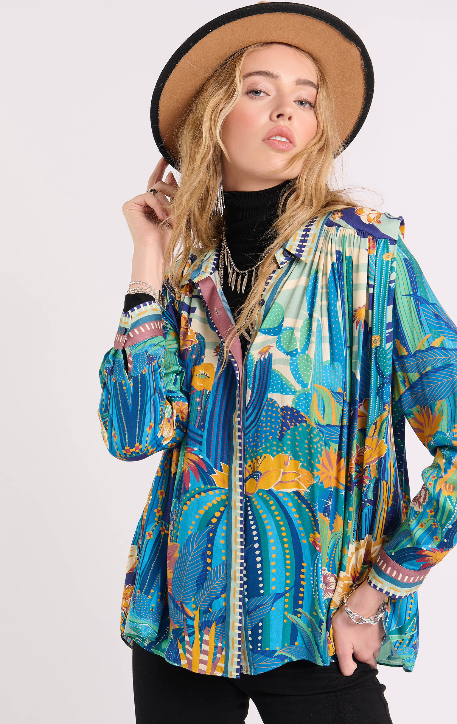 Chemise Meiline Cactus Bleue