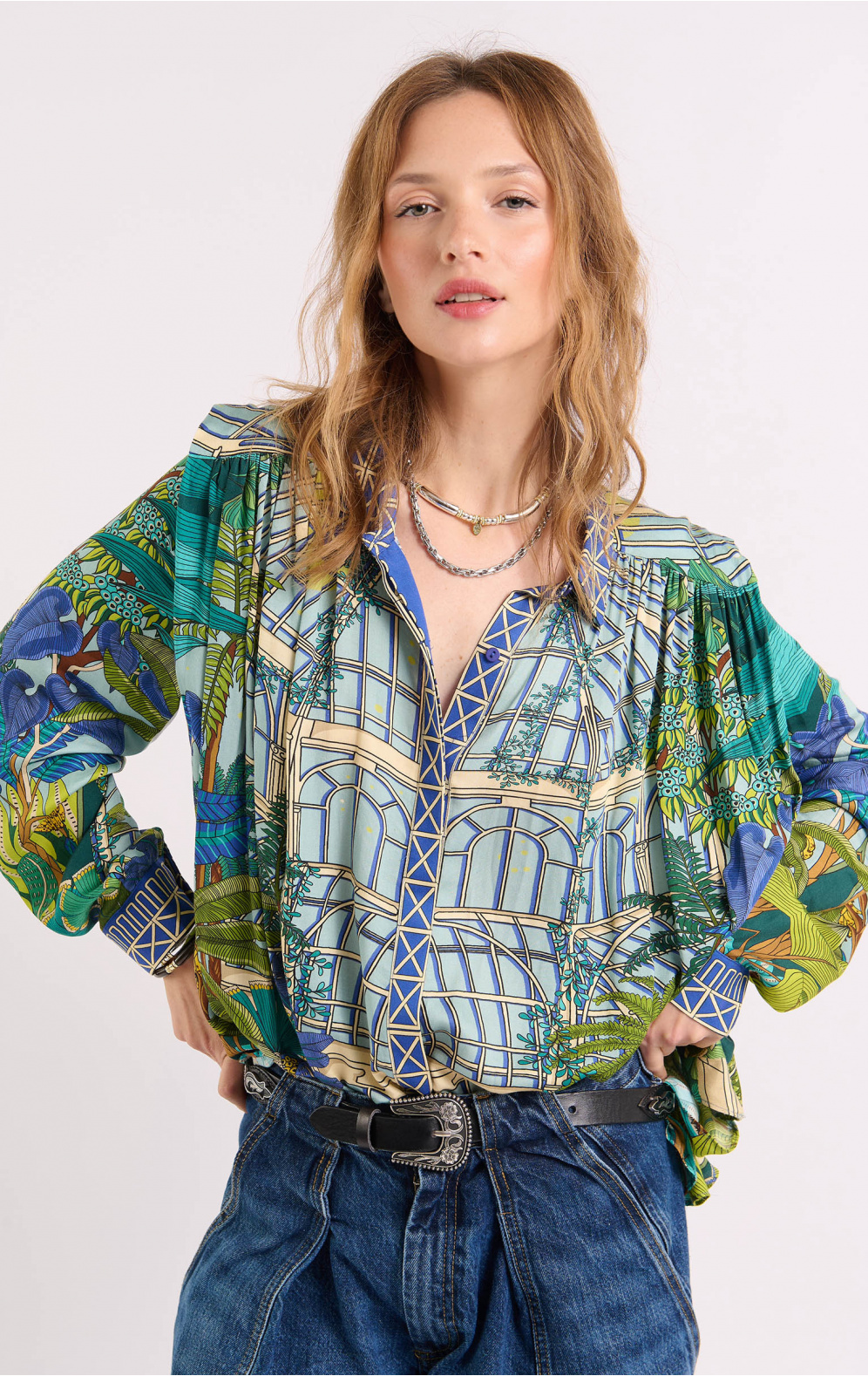 Chemise Meiline Jardin Bleue