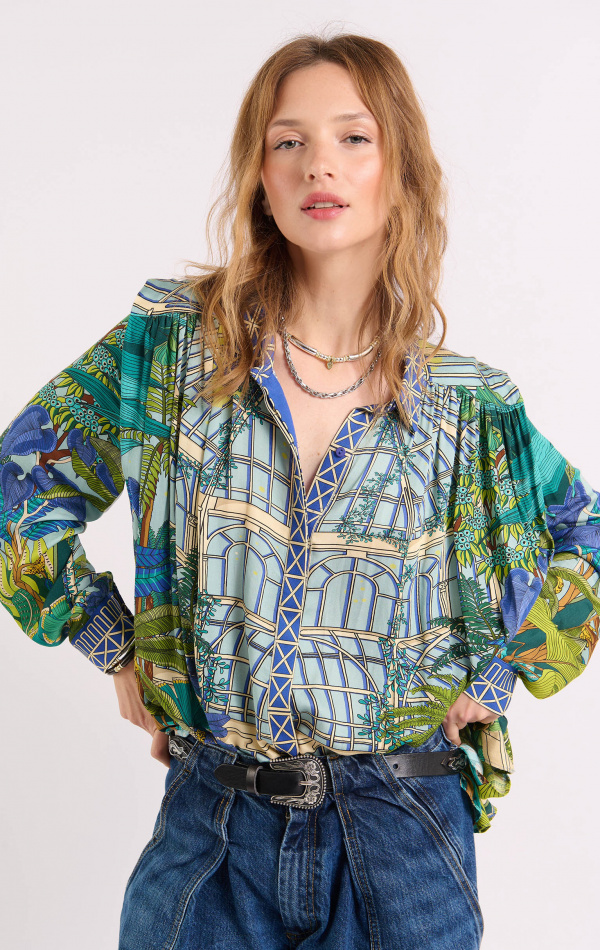 Chemise Meiline Jardin Bleue