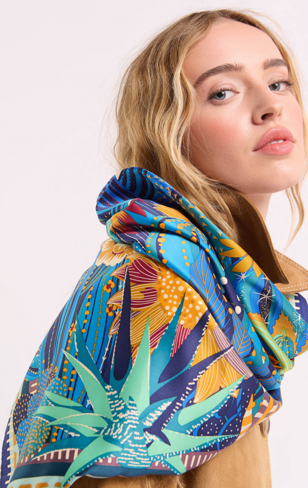 Foulard Medium Cactus Bleu