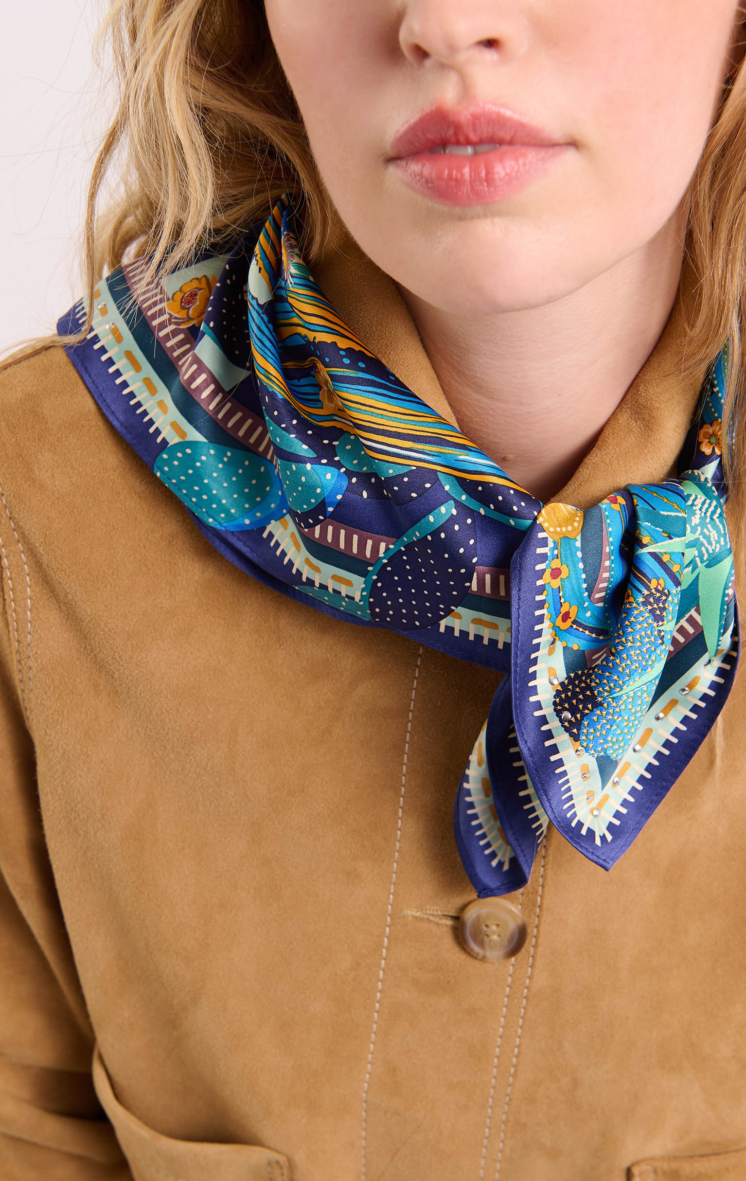 Mini Foulard Cactus Bleu