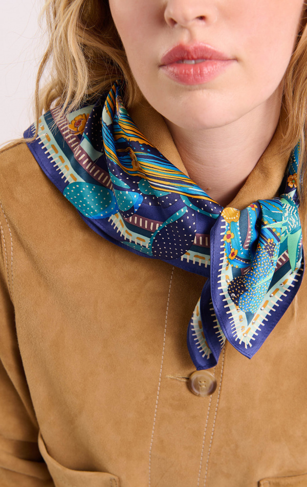 Mini Foulard Cactus Bleu