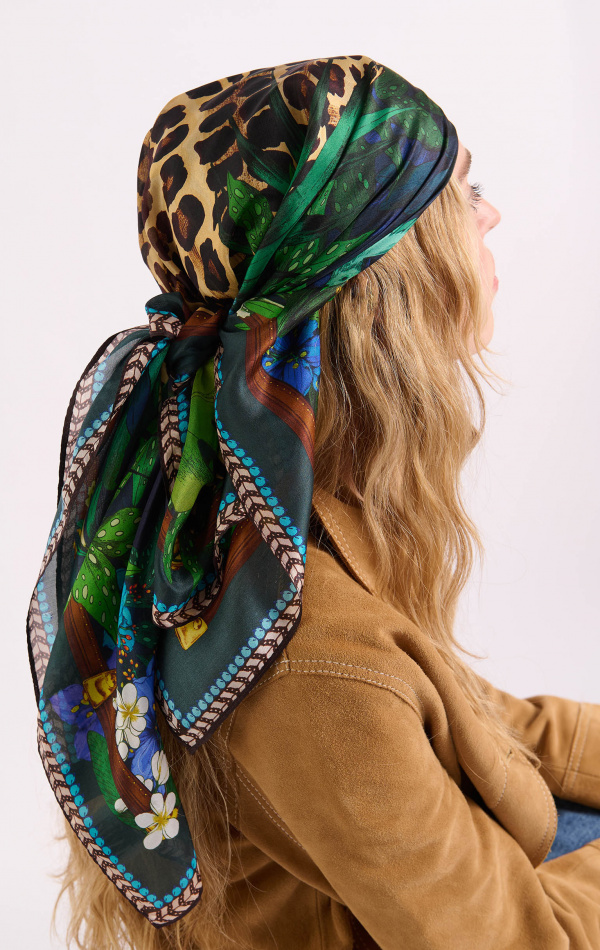 Foulard Medium Panthere Bleu