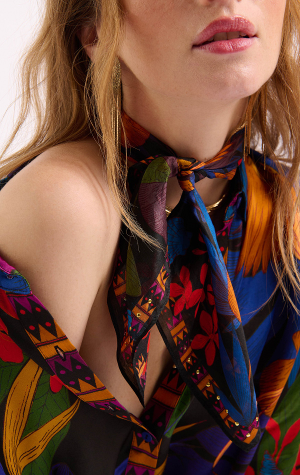 Mini Foulard Petal Noir